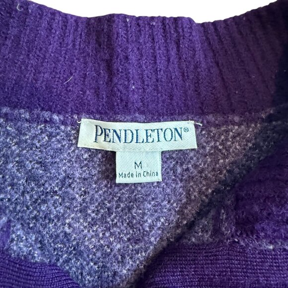 Pendleton Cardigan Sweater Womens Medium Purple Zip Front 100% Merino Wool - Picture 6 of 9